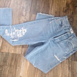 Agolde 90's High Rise Straight Leg Distressed Button Fly size 24